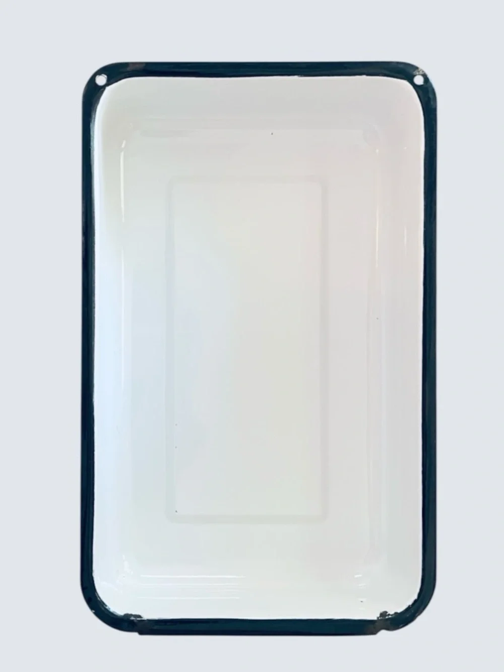 Vintage White Enamel Rectangular Bakeware Roasting Pan